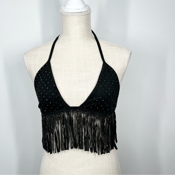 Windsor Rodeo Babe Rhinestone Fringe Halter Top Small - Picture 2 of 11